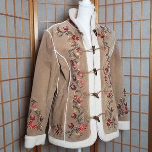 Phoebe Buffay Vintage Suede Shearling Toggle Coat